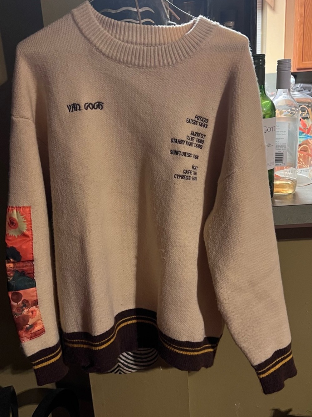 Van Gogh Starry Night Inspired Sweater Graphic Art Knit Oversized
